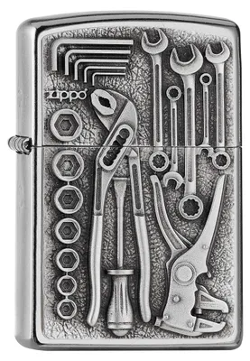 Immagine prodotto di Accendino antivento ZIPPO TOOLBOX motivo cassetta attrezzi con benzina e confezione regalo