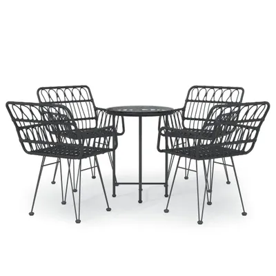 Imagen del producto de Juego de comedor de jardín 5 piezas ratán sintético negro