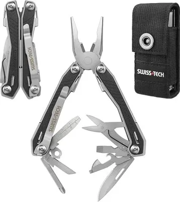 Produktbild von Schweizer+Tech Multifunktionale Zange 16-in-1 Multi-Tool Edelstahl Faltbares Multitool-Werkzeug G10 Griff Messer Schere Flaschenöffner Wandercamping