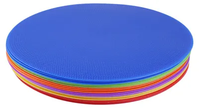 Produktbild von Fußball-Trainingsmarkierungsplatte, rutschfest, für Beweglichkeitstraining, leuchtende Farben, rundes Logo-Scheibe für Fußballtraining, 23 cm