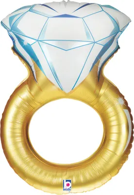 Produktbild von Shape Folienballon "Diamantring" Gold | 94 cm