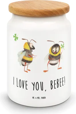Produktbild von Mr. & Mrs. Panda Teedose Bienen Paar - Weiß - Geschenk, Kaffeedose, Valentinstag, Dose, für Partner, zuckerdose, Freundin, Schildkröten, Frischhaltedose, Frauen