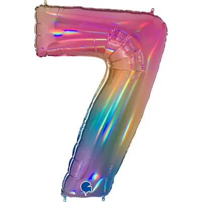 Produktbild von Riesenzahl Folienballon 40"/102cm | Regenbogen Zahl: 7