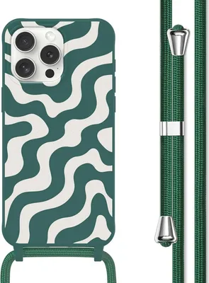 Produktbild von imoshion SilikonHülle design mit Band iPhone 15 Pro Max - Petrol Green Groovy