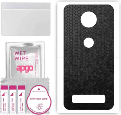 Produktbild von apgo Rückseite Schutzfolie, Skin, kompatibel mit Motorola Moto Z3, Hinten Displayschutzfolie aus Vinylfolie, kratzfest, einfache Montage - Schwarze Honigwabe