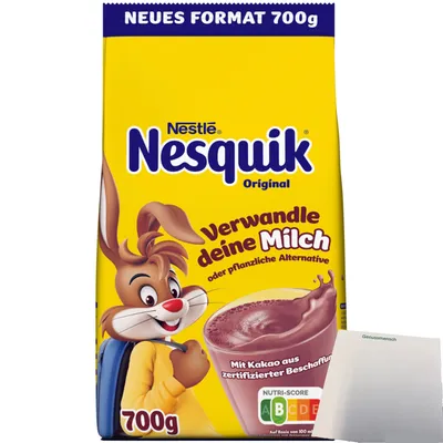 Produktbild von Nestle Nesquik Kakaopulver Originalbeutel (700g Packung) + usy Block