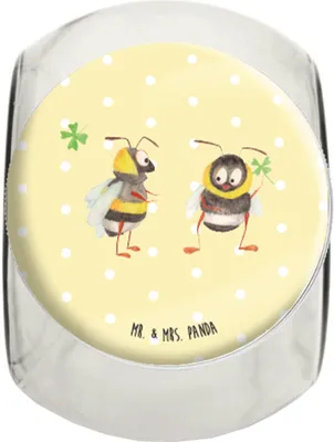 Produktbild von Mr. & Mrs. Panda Frischhaltedose Hummeln Kleeblatt L 870ml - Gelb Pastell - Geschenk, Spruch Fröhlich, Positiv, Biene, Vorratsbehälter, Vorratsglas, gewürzglas, Hummel
