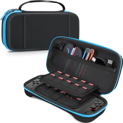 Produktbild von FINTIE Tasche für Nintendo Switch 2 (2025) - Tragetasche Aufbewahrungstasche Hülle Case mit Spielkartenhaltern für Nintendo Switch Konsole und Zubehör, Schwarz