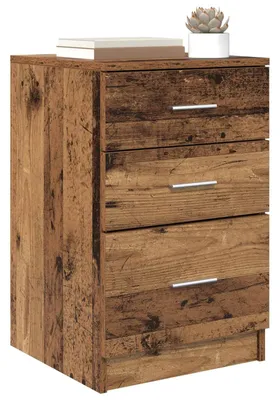 Image de vidaXL Table de nuit avec tiroirs Vieux bois 40 x 40 x 63 cm Bois composite