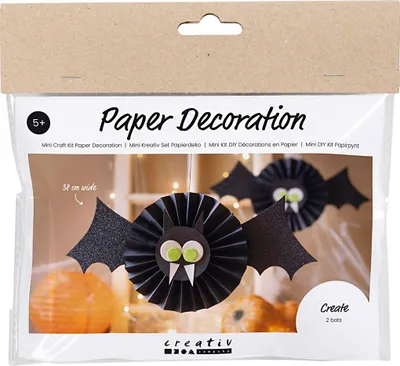 Produktbild von Creativ Company Mini-Hobby-Set Papierdekorationen, Fledermäuse, schwarz, weiß, 1 Box