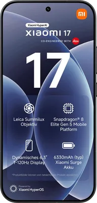 Produktbild von Xiaomi 17 Schwarz 12 Gigabyte 512 Gigabyte