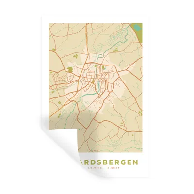 Obrázok produktu pre MuchoWow® Nálepka na stenu - Geraadsbergen - Mapa mesta - Vintage - 40x60cm - Samolepiaca a polohovateľná