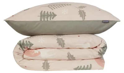 Produktbild von SCHIESSER Bettwäscheset Uma | Winterprint | Feinbiber | 2-teilig | 100% Baumwolle | Kuschelweich | YKK-Reißverschluss | 155x220 cm + 80x80 cm | Sand