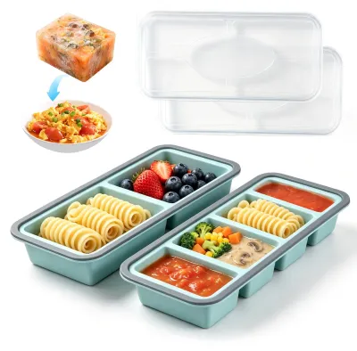 Productafbeelding van Omgoods - Silicone Vriesdozen Set met Deksel voor Maaltijdvoorbereiding