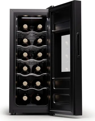 Produktbild von Klarstein Freistehender Weinkühlschrank 1 Zone, Getränkekühlschrank Klein, Kleiner Weinschrank, Wein-Kühlschrank Klein mit Glastür, Indoor/Outdoor Flaschenkühlschrank, Wine Fridge, 12 Flaschen