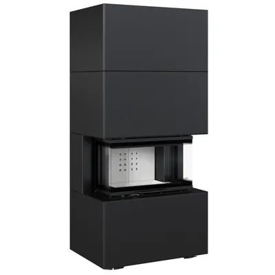 Immagine prodotto di Caminetto modulare NBC/Easy Box 7 KW Ø 160 Rivestimento in acciaio Nero Con porta di chiusura