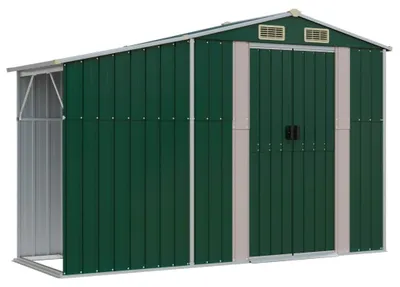 Productafbeelding van vidaXL Tuinhuis, groen, 277x93x179 cm, verzinkt staal