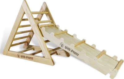 Produktbild von CCLIFE Kletterdreiecke Pikler Art Rutsche Holz Indoor Kinder Kettergerüst Kletterleiter, Color:Kletterdreiecke mit Rutsche