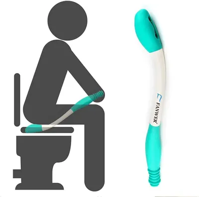Produktbild von Toilettenpapierhalter Toilethilfe, verlängerter Griff 40 cm, komfortable Griffe, für Toilettenpapier und