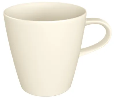 Imagen del producto de Vaso de roca blanca con asa, marca Villeroy & Boch, dimensiones 123 x 94 x 94 mm, capacidad 290 ml. Número de artículo: 1042409651. Código EAN: 4003686394902