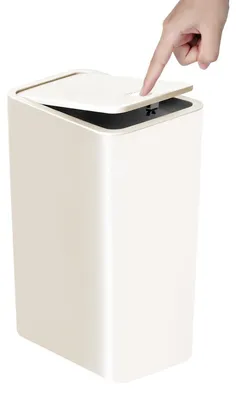Image de Poubelle avec couvercle, 10 litres, mécanisme à ouverture automatique, blanche, pour cuisine