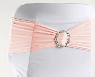 Produktbild von Stuhlschleifen Stretch, Apricot - elastische Schleifenbänder mit Schnalle