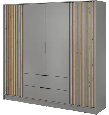 Productafbeelding van Kledingkast LAILA 4D, grijs / artisan eikenhout