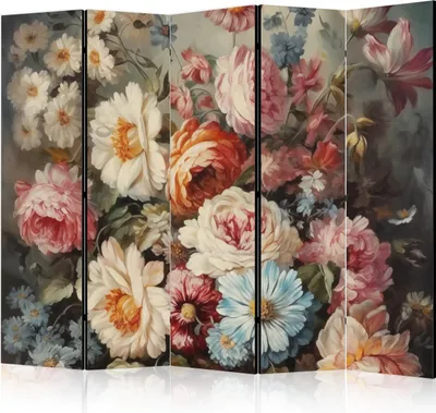 Zdjęcie produktu dla Parawan jednostronny Kwiaty 225x172 cm 5-częściowy beżowy