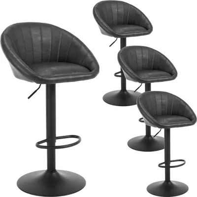 Produktbild von WOLTU Barhocker, höhenverstellbar drehbar, mit Rückenlehne, Kunstleder Metall, Anthrazit