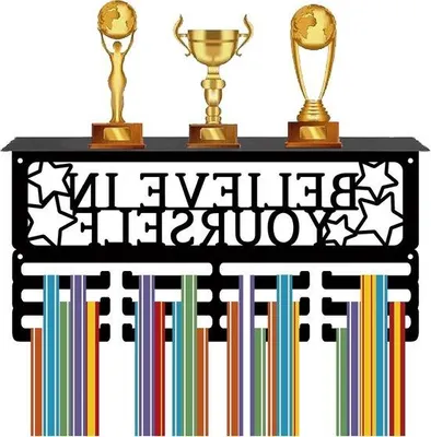 Produktbild von Medaillehanger für Wettkämpfe - 4 Metallreihen - 40 x 20 x 1 cm - Wandhalter