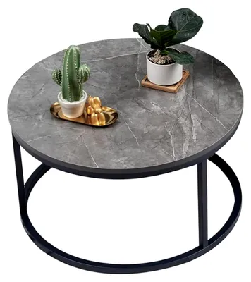 Produktbild von Couchtisch aus Marmor in Gold, Wohnzimmertisch in Grau, 80 cm