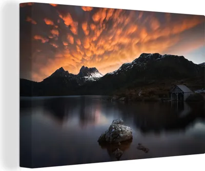 Produktbild von OneMillionCanvasses® - Leinwandbilder - 140x90 cm, Berg - Sonne - Wasser, Wandbilder Kunstdruck Wanddekoration