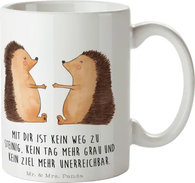 Produktbild von Mr. & Mrs. Panda Kaffeebecher Igel Liebe - Weiß - Geschenk, Freund, Heiraten, Kaffeepott, Becher, haferl, Hochzeit, Pott, Tasse, Hochzeitstag