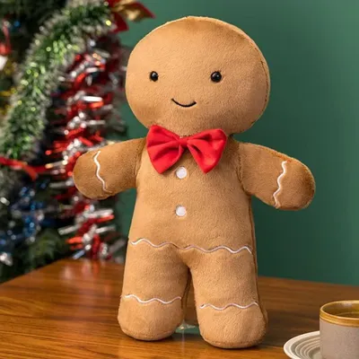 Produktbild von Weihnachten Plüschtier Lebkuchenmann Plüschtier Plüsch Puppe weiches Umarmung Kissen Kissen flauschiges Spielzeug für Weihnachten Party Dekoration Geschenke