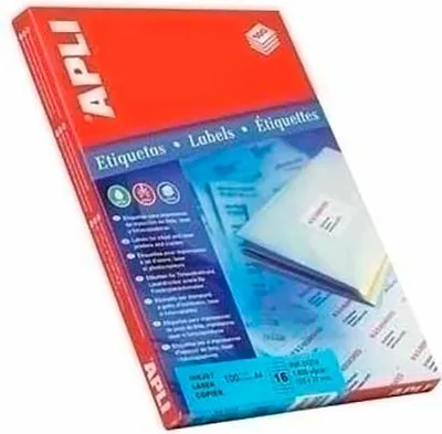 Produktbild von APLI Labels 48.5 x 16.9mm, Weiß, A4, 100 Blätter, 48,5 mm, 16,9 mm, 310 x 220 x 20 mm