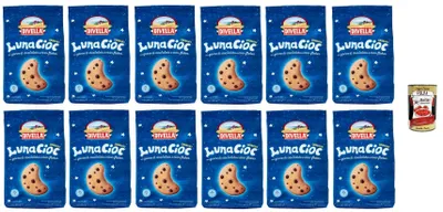 Produktbild von 12X DIVELLA LUNACIOC CRUNCHY Knusprige Kekse mit Schokoladensplittern, 350 g + Italian Gourmet polpa 400g