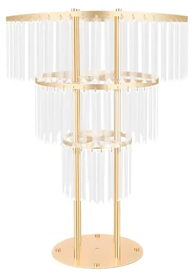 Immagine prodotto di Portafiori in cristallo - Portafiori da tavolo a 3 ripiani - Altezza 90 cm - Portata 8 kg - Struttura in plastica - Per decorazioni da tavola per matrimoni e feste - Oro