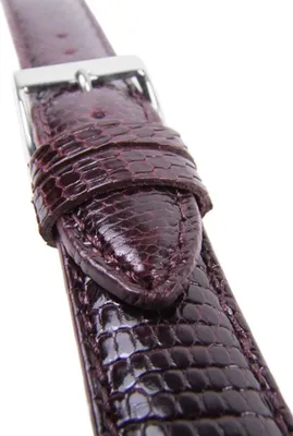 Produktbild von Uhrenarmband Echt Eidechsenleder gepolstert Bordeaux, Stegbreite:12mm