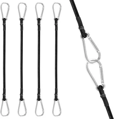 Produktbild von Spannband Set mit Haken - 4 Stück, 80 cm, wetterfest, schwarz