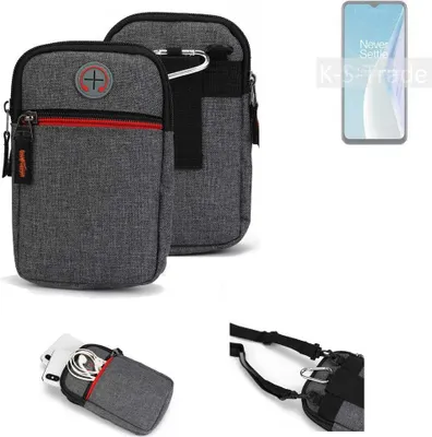 Produktbild von K-S-Trade Holster Gürteltasche kompatibel mit OnePlus Nord N20 SE Handy Tasche Schutz Hülle grau Zusatzfächer 1x