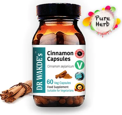 Produktbild von DR WAKDES Zimt Kapseln | 60 Vegi Caps | Ayurveda-Supplement | Vegan | 100% Kruter | Mengenrabatte | Am selben Tag Versand