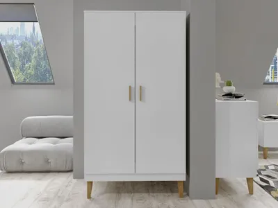 Produktbild von Design-Kleiderschrank KUBI mit Stange und Einlegeböden Weiß