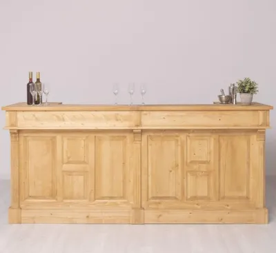 Produktbild von Casa Padrino Landhausstil Bar Theke Naturfarben 240 cm - Landhausstil Barmöbel