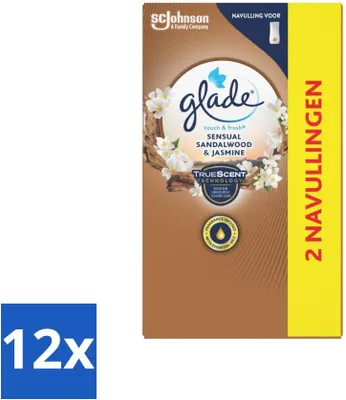 Image de Glade - Recharge Touch & Fresh - Bois de santal-Jasmin sensuel - 2 × 10 ml - Pack avantage - 12 pièces