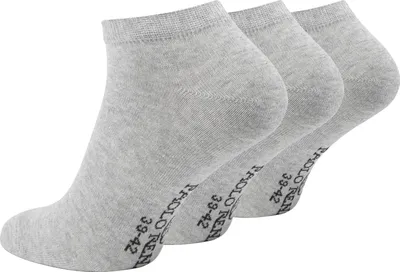 Produktbild von Paolo Renzo Sneaker-Socken Damen & Herren Baumwolle 3 Paar - Uni - Größe 43/46 - Grau
