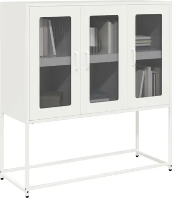 Produktbild von vidaXL Sideboard Weiß 100,5x39x107 cm Kaltgewalzter Stahl