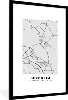 Produktbild von MuchoWow® Gerahmtes Poster Karte - Deutschland - Wetzlar - Stadtplan 60x90 cm - Poster mit Schwarzem Bilderrahmen Wandposter Rahmen Foto Bilder - Dekoration - Wandposter Wohnzimmer - Hochwertig