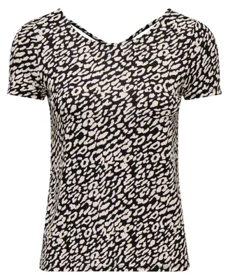 Produktbild von ONLY Damen T-Shirt - ONLBERA BACK LACE UP TO, Rundhals, Viskose Schwarz/Beige XL