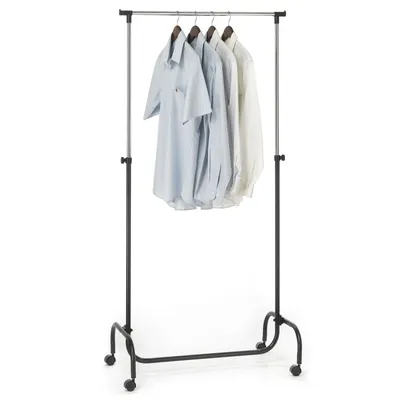 Produktbild von Garderobenwagen Kleiderständer Rollgarderobe Garderobenständer TIGER schwarz, mit höhenverstellbarer verchromte Kleiderstange