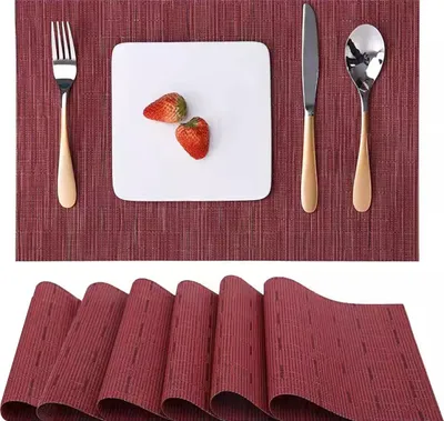 Produktbild von Tischsets, 6er-Set – leicht zu reinigende, waschbare Vinyl-Tischsets – abwischbare, hitzebeständige Tischsets für den Esstisch – 43,2 x 30,5 cm